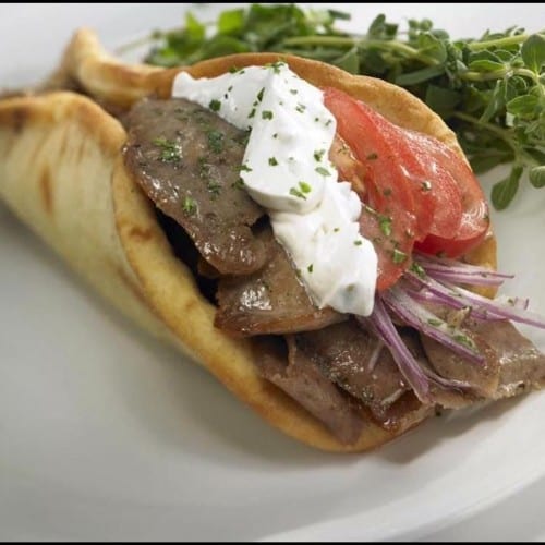 Steak Tip Gyro Dinner.