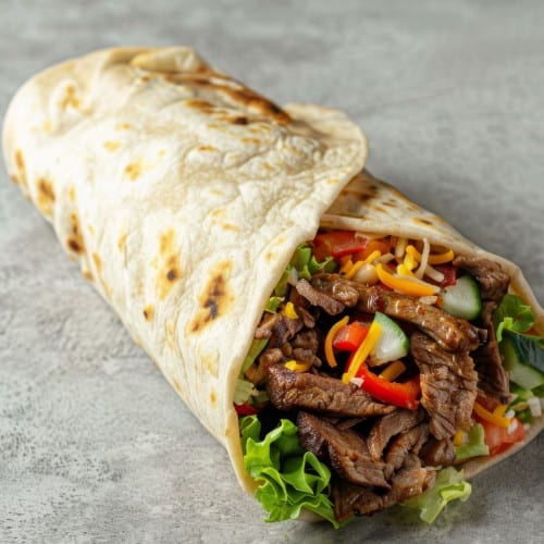 Steak Tip Caesar Wrap.