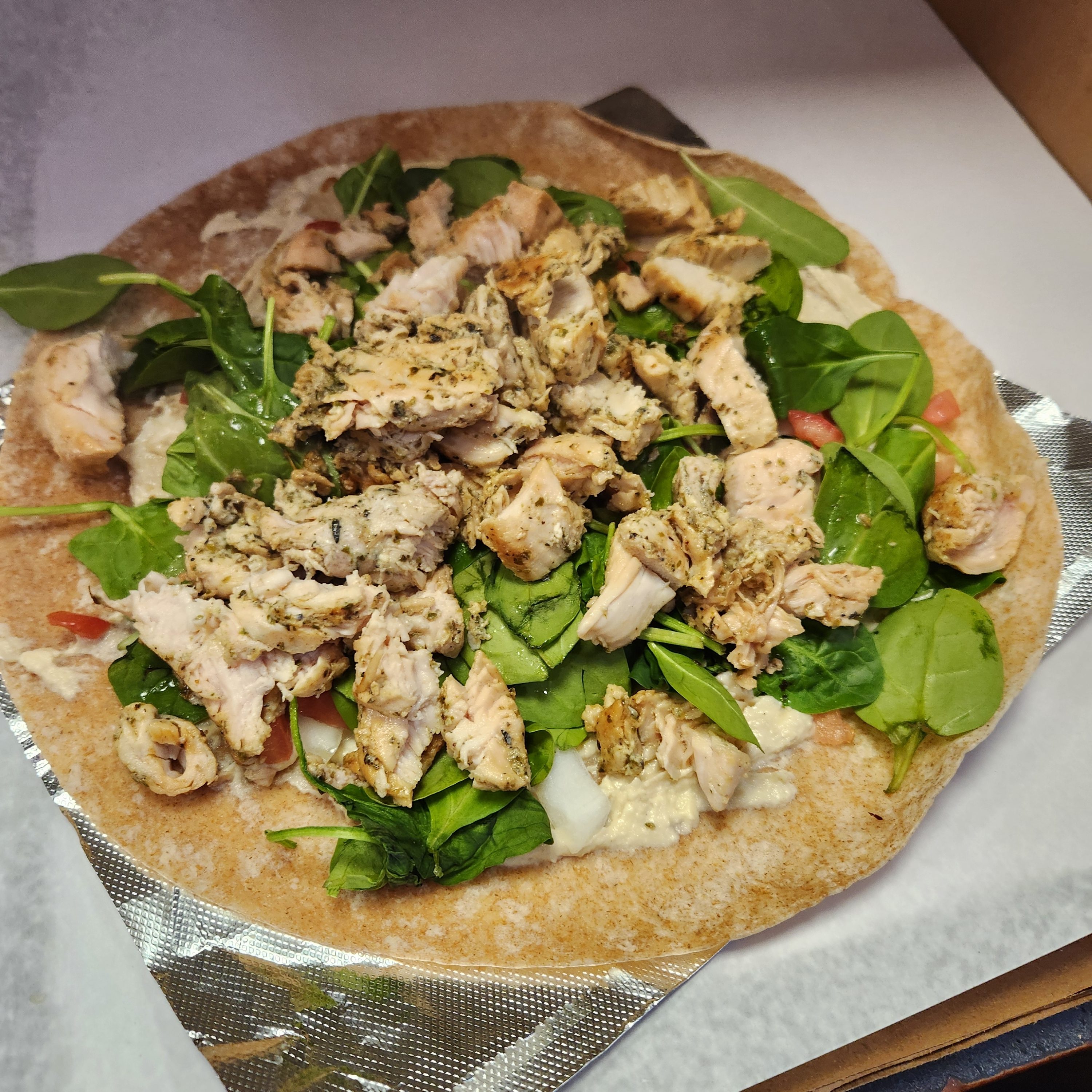 Chicken Hummus Wrap.