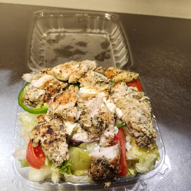 Grilled Chicken Kabob Salad.