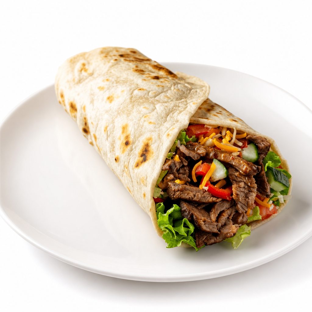 Steak Tip Caesar Wrap.