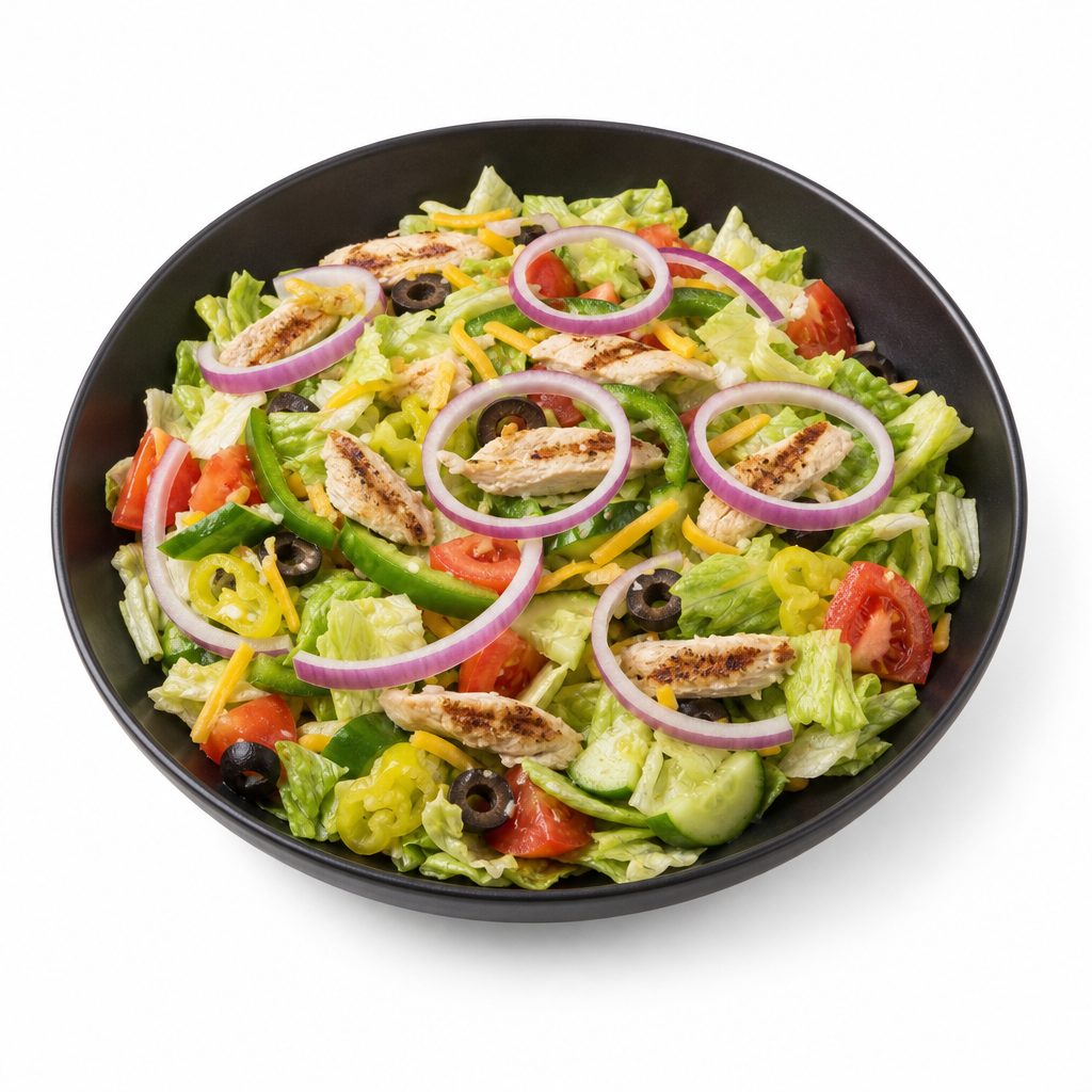 Grilled Chicken Kabob Salad.
