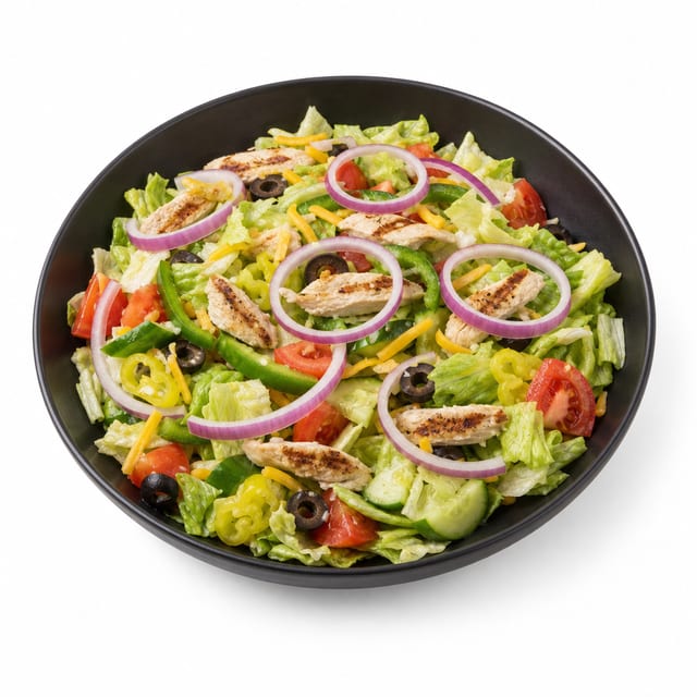 Grilled Chicken Kabob Salad.