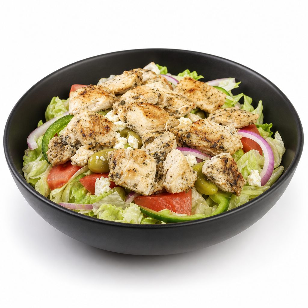 Grilled Chicken Kabob Salad.