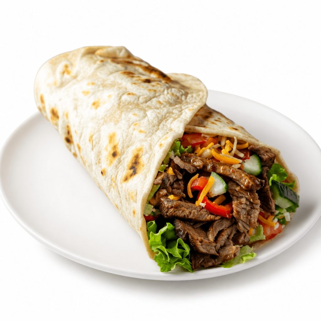 Steak Tip Burrito Wrap.