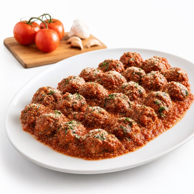 Meatballs, Pasta and Marinara Sauce.