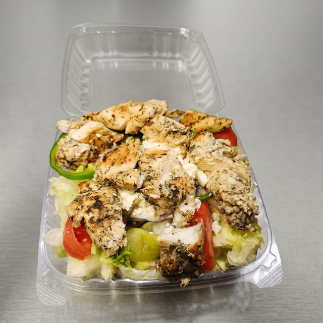 Grilled Chicken Kabob Salad.