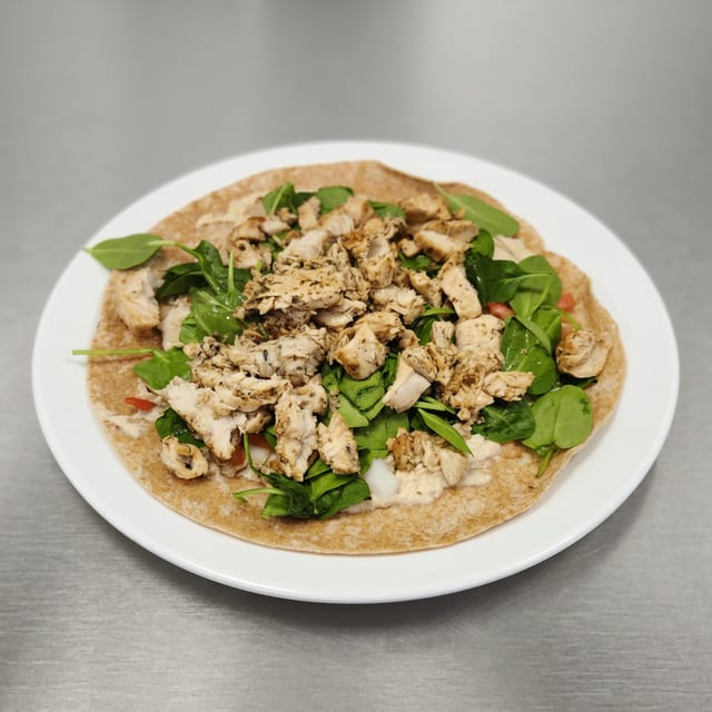 Chicken Hummus Wrap.