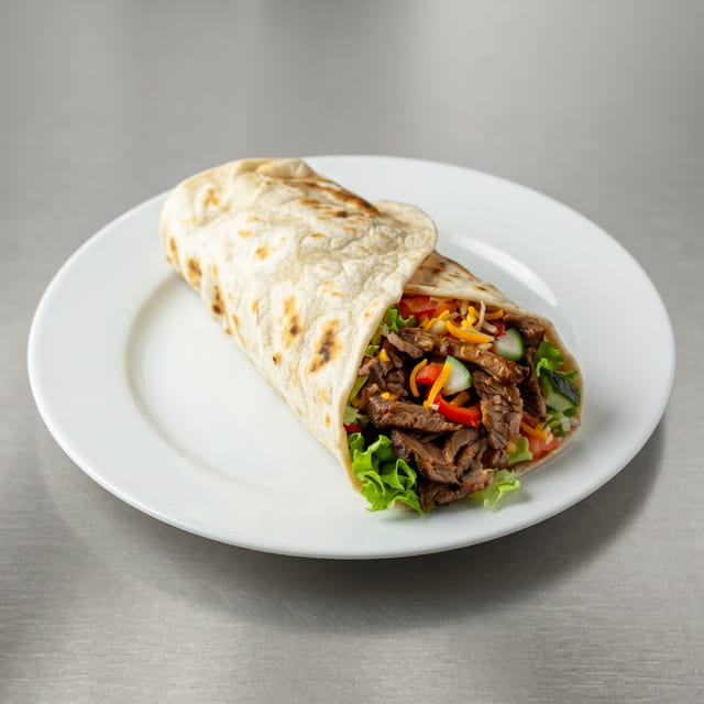 Steak Tip Burrito Wrap.