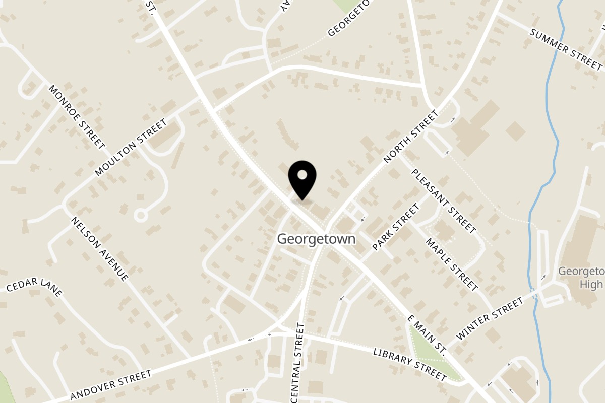 Map showing the location of Nicolini House of Pizza on 21 W Main St in Georgetown